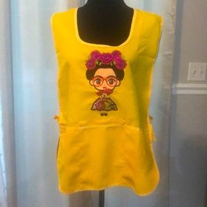 Yellow Apron with middle zipper